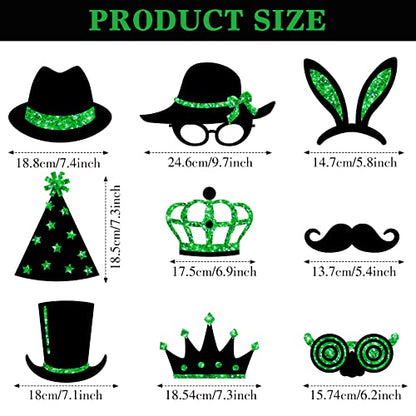 Zonon 24 Pcs Funny Photo Booth Props Class of 2026 Graduation Birthday Wedding Family Class Reunion Prom Disco Party Celebration Decoration Supplies Mix of Hats, Lipstick, Tie(Green and Black) - color: Green and Black
