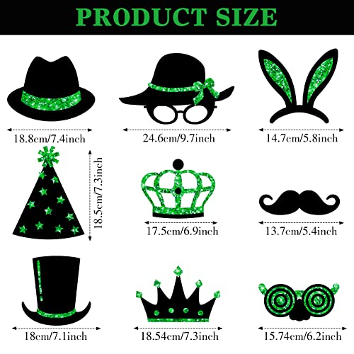 Zonon 24 Pcs Funny Photo Booth Props Class of 2026 Graduation Birthday Wedding Family Class Reunion Prom Disco Party Celebration Decoration Supplies Mix of Hats, Lipstick, Tie(Green and Black) - color: Green and Black