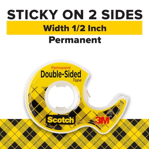 Scotch Double Sided Tape with Tape Dispenser, Office and School Supplies for Arts and Crafts, Alternative to Scrapbooking Tape, 0.5 in. x 400 in., 2 Rolls with Dispensers - size: 0.5 in x 400 in (2 Rolls)