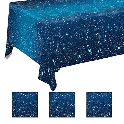 Space Tablecloth Gatherfun Space Stars Theme Party Supplies Starry Night Tablecloth Waterproof Plastic Galaxy Table Cover for Birthday Party Decorations 54x108 Inch 3PCS - style: Space