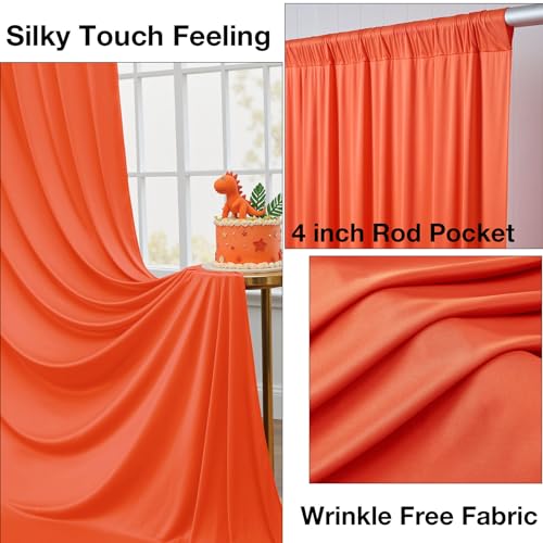 10ftx10ft Wrinkle Free Orange Backdrop Curtains for Parties, Silky Polyester Photo Backdrop Drapes 2 Panels 5x10ft Back Drop Cloth for Wedding Birthday Baby Shower Photography Background - color: Orange2, size: 10ftx10ft