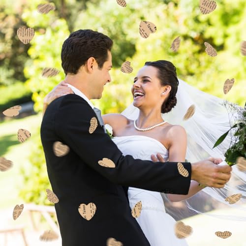 Marspark 1200 Pcs Book Page Heart Confetti 1 Inch Vintage Newspaper Wedding Table Confetti Novelty Party Decorations for Book Themed Party Decor Birthday Photo Prop Bridal Shower(Khaki) - color: Khaki, size: Heart