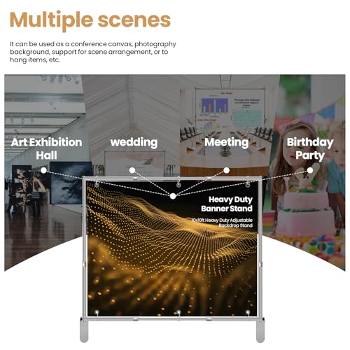 Jiang&Rong 10x10ft Heavy Duty Backdrop Stand Kit - Adjustable Step and Repeat Photo Banner Stand for Photography, Trade Shows, Photo Booths, Events(Silver) - color: Silver