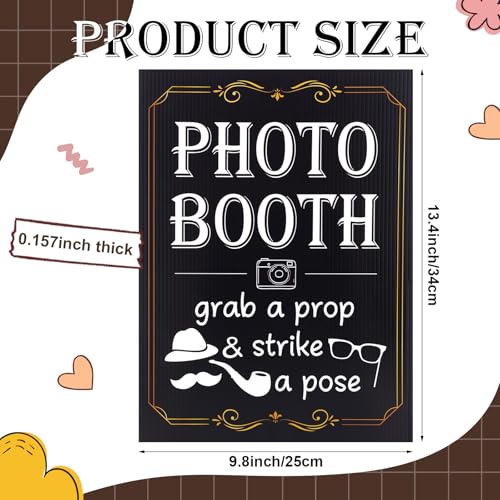 Happiness Photo Booth Sign with Stand Retro Background Table for Event Photography Props Desktop Decoration Party Supplies