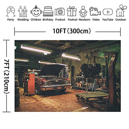 Old Garage Backdrops for Photography 10X7FT Car Repair Backgrounds Themed Party Photo Booth Studio Props BJMYLU42 - size: vinyl-10x7ft