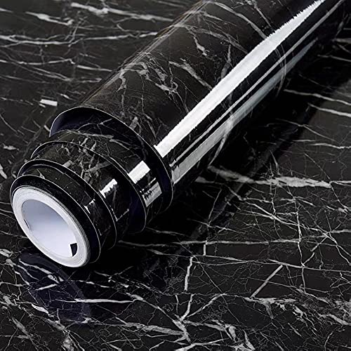 Yancorp Black Wallpaper Black Peel and Stick Wallpaper Marble Counter Top Stick on Wall Paper Backsplash Self Adhesive(Black Stripes, 11.8" x 78.7" - color: Black Stripes, size: 11.8" x 78.7"