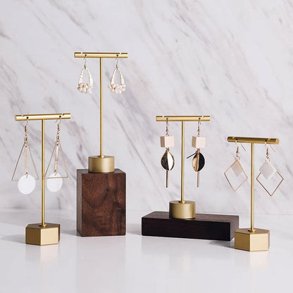 4Pcs Gold Metal Earring T Bar Stand Retail Display Holders for Show, Jewelry Online Stores Photography Display Props (Gold 4pcs) - color: Gold 4pcs