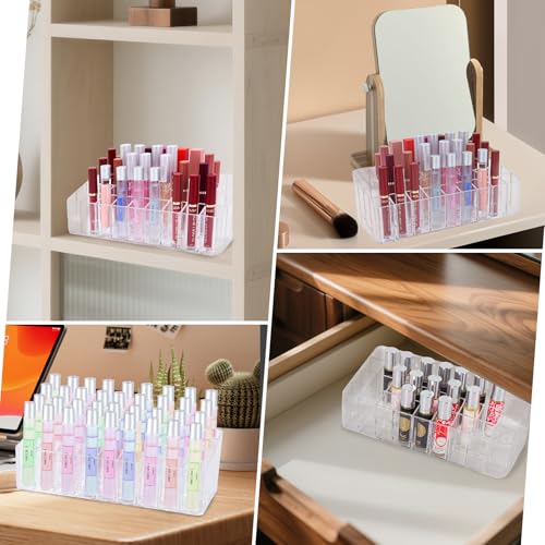 Rollerball Perfume Organizer, Beauty Scent Holder, 36 Space Clear Acrylic Perfume Organizer Refillable Container Tall Scented Oil Storage Display Case, Makeup Lipgloss Lipstick Display Case