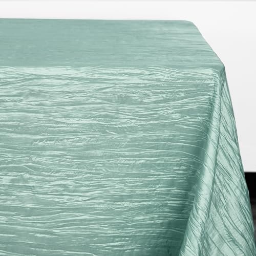 YOUR CHAIR COVERS - 90 x 132 inch Rectangular Crinkle Taffeta Tablecloth - Robin Egg, Rectangle Table Linens for 6 ft Rectangular Tables, Wedding Crushed Table Cloth - color: Robin Egg, size: 132" x 90" (Rectangular)