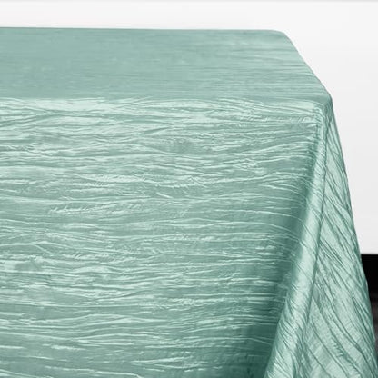 YOUR CHAIR COVERS - 90 x 132 inch Rectangular Crinkle Taffeta Tablecloth - Robin Egg, Rectangle Table Linens for 6 ft Rectangular Tables, Wedding Crushed Table Cloth - color: Robin Egg, size: 132" x 90" (Rectangular)