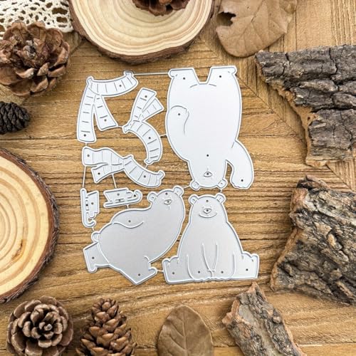 Lapoo Festivals Metal Cutting Die for Scrapbooking - Christmas Cut Stencils for DIY Scrapbook Photo Album Decorative Paper Card, Card Making Supplies, Embossing (Three Polar Bears 4.9 x 4 in) - style: Three Polar Bears 4.9 x 4 in