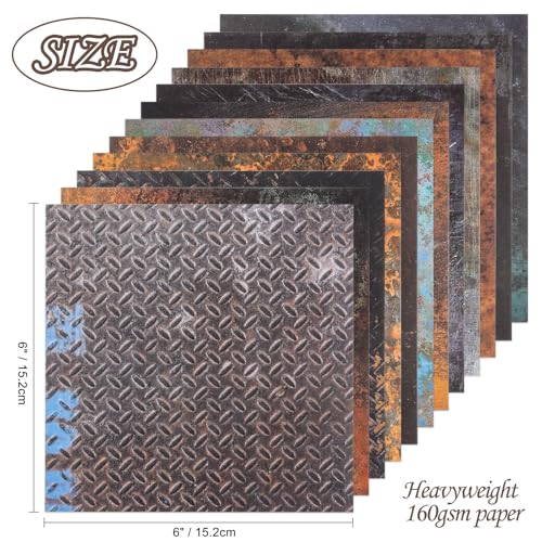 12 Sheets Scrapbook Paper Pads, 12 Designs 6"x6" Single Sides Patterned CardStock Papers, 160gsm Decorative Background Craft Paper, Scrapbooking Pad for Card Making DIY Projects(Retro) - color: Retro