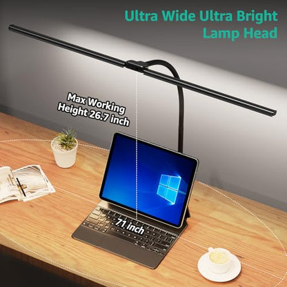 ShineTech LED Desk Lamp for Home Office, 4000K Neutral White Double Head Architect Task Lamps with Clamp, Dimmable Adjustable Flexible,Black - color: 4000K- Cool White