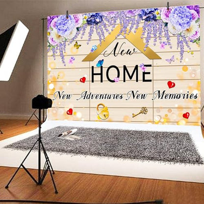 6x4 ft New Home Backdrop Large Rustic Wood Photo Booth Background for Celebration Housewarming Party Real Estate Photography Home-Related Social Media Content - size: 6x4 ft