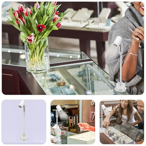 ciciglow Mini LED Spotlight, LED Jewelry Showcase Spotlight USB 5V Cabinet Lamp Adjustable Indoor Picture Lights Art Lights (White Light)