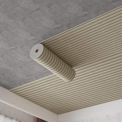 Peel and Stick PVC Slat Wall Panels, Wood Grain Self-Adhesive Soundproof Moisture-Resistant Paneling, 3D Faux Wood Panels for Bedroom Bathroom Walls & Ceilings 118"x15.75"(Off-White,13Sq.ft) - color: Off-White