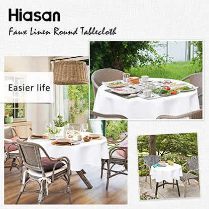 Hiasan Round Linen Table Cover 30 Inch - Wrinkle and Stain Resistant Washable Polyester Fabric Table Cloth for Dining Room Kitchen Party, White - color: White, size: 30" (Round)