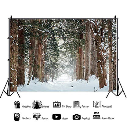 Yeele 9x6ft Forest Backdrop for Photo Props Winter Theme Snow Nature Landscape Vinyl Photography Background Snow Covered Road Background for Photo Props Holiday Supplies Wallpaper - size: 9x6ft