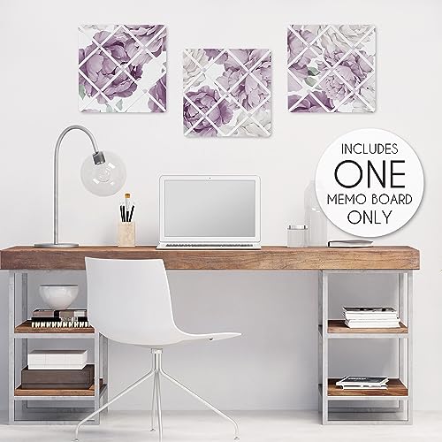 Sweet Jojo Designs Lavender Purple Boho Shabby Chic Floral Girl Fabric Bulletin Board Picture Memo Photo Nursery Wall Bedroom Home Office Room Decor 13x13 Violet Ivory Bohemian Vintage Watercolor - color: Purple and Ivory Peony