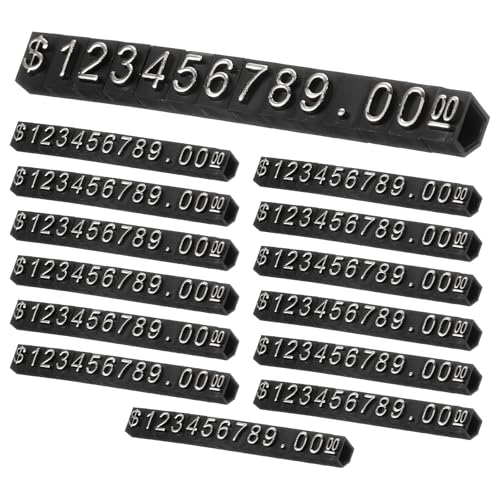 uxcell 14 Set Price Display Cube, Adjustable Price Tag Stand Removable Mini Tag Number Letter Price Dollar Block Kit for Jewelry Retail Shop Price Signs (Black/Silver, 1.8" Length) - color: Black/Silver, size: 4.5"