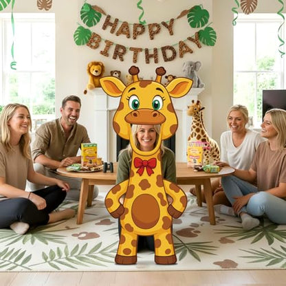 Capoda Jungle Safari Face in a Hole Photo Booth Props Life Size Safari Animal Stand Up Cardboard Cutout Jungle Photography Decor for Zoo Animal Lion Giraffe Theme Birthday Supplies (Giraffe) - style: Giraffe