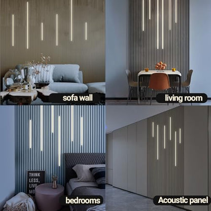 HAMRVL Black LED Recessed Lighting Kit - 6pcs DC12V Warm White Slat Wall Lights with Smart Switch,3000k Self-Adhesive Wall Panel Lights for Wood Slat Wall Panels, Headboards, Stairs, Media Wall Panels - color: black - Warm White 3000k, size: 42in+26in+18i