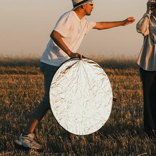 PRETYZOOM 60cm 5-in-1 Photography Light Reflector Folding Reflective Board with Soft Diffuser for Outdoor and Studio Photo Lighting Equipment