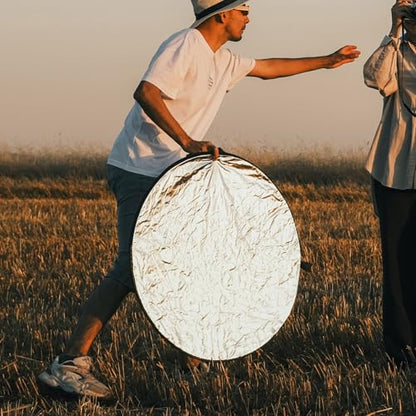 PRETYZOOM 60cm 5-in-1 Photography Light Reflector Folding Reflective Board with Soft Diffuser for Outdoor and Studio Photo Lighting Equipment