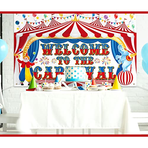 Remagr Large Circus Carnival Backdrop 71 x 43 Inch Welcome to the Carnival Banner Backdrop Photo Background for Carnival Circus Theme Party Decorations Birthday Party Supplies Photo Props - size: 71 x 43 Inch