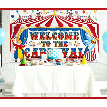 Remagr Large Circus Carnival Backdrop 71 x 43 Inch Welcome to the Carnival Banner Backdrop Photo Background for Carnival Circus Theme Party Decorations Birthday Party Supplies Photo Props - size: 71 x 43 Inch