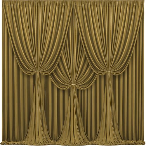 16x10FT Light Brown Backdrop Curtains for Wedding Parties, Wrinkle Free Polyester Photography Backdrop Drapes for Baby Shower Birthday Parties Stage Background Stand Decorations 4x10ft,4 Panels - color: Gold Brown, size: W4' X H10'(4 Panels)
