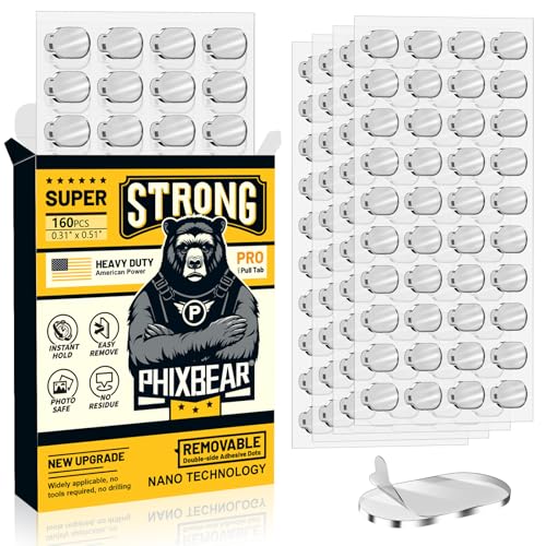 PHIXBEAR Medium-Pro Mounting Putty No Residue with Pull Tab, Double Sided Tape Glue Adhesive Dots Clear Museum Sticky Tack, Picture Hanging Strips Fixed Decor Art Craft, 0.31 x 0.51 in (160 Pcs) - size: Medium-Pro