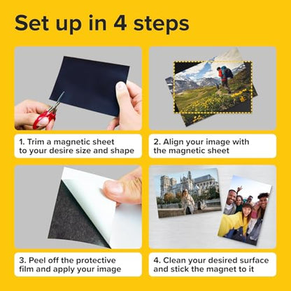 Strong Self-Stick Adhesive Magnetic Sheets 10 Pcs (4x6"/10x15cm) – Customizable Magnetic Paper for Photo, Magnet Stickers, Labels, Crafts; for Fridge, Lockers, Whiteboards, Office, Projects - size: 4x6" / 10x15cm 20mil