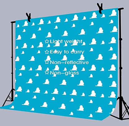 Blue Toy Backdrops for Photography 9x6FT White Clouds Wall Paper Photo Backgrounds for Children Kids Birthday Themed Party Photo Booth Props LUGE081 - size: vinyl-9x6ft