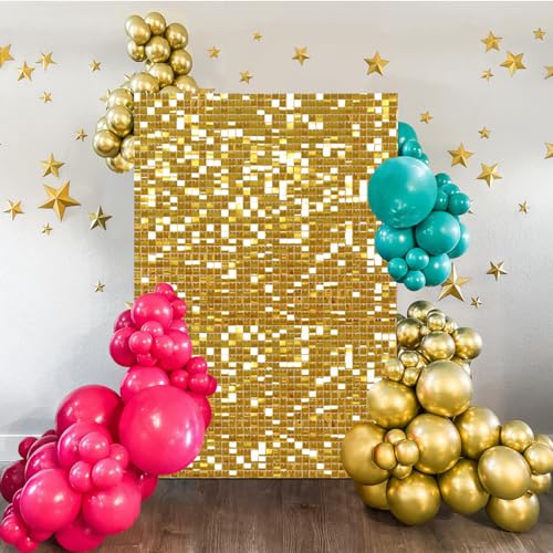 3FTx4FT Gold Shimmer Wall Backdrop Panels for Party Sequin Backdrop Sparkly Disco Backround for Bridal Shower Balloons Photograph Graduation Decorations 2025 - color: Gold, size: 3ftx4ft