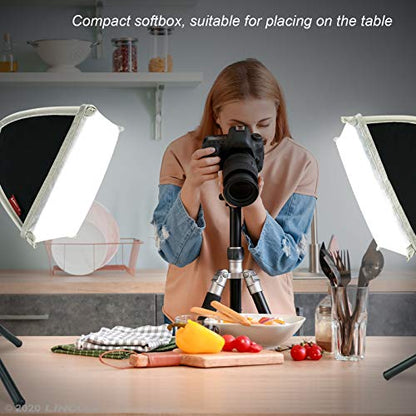LINCO Lincostore Mini Softbox Lighting Kit 8x8inch, Table Top Photography Lighting for Studio Lighting, Portable Small Softbox Light for Photography Video Portrait Table Top Desk Light