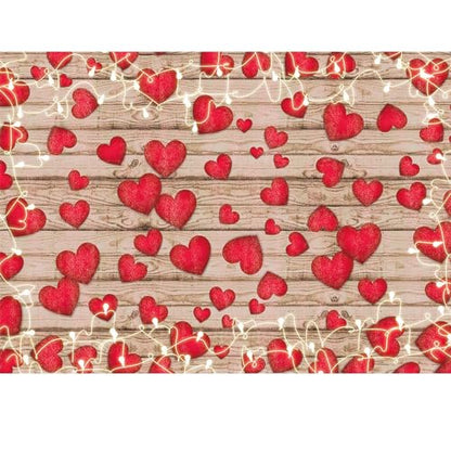 HQM 9X6FT Vintage Rustic Wood Glitter Glow Red Love Heart Valentine's Day Theme Photography Backdrop Wedding Anniversary Bridal Shower Mother's Day Photo Background Couple Studio Shoot Props Supplies - size: 9X6 FT