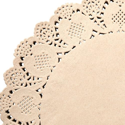 Juvale Paper Placemats - 12-Inch Round, Brown, 250 Count - Disposable Placemats & Lace Doilies - Paper Chargers for Dinner Plates - Tea Party Decorations & Wedding Table Decor - size: 12-Inch