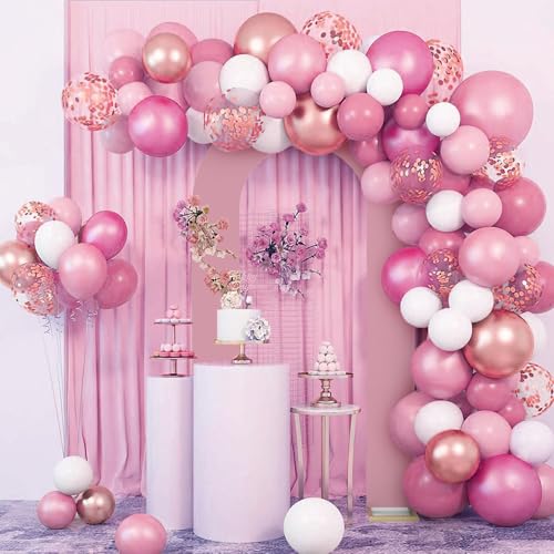 LEBENGURU Upgraded 7.2FT Open Arch Backdrop Cover, Dusty Pink Spandex Fitted Round Top Wedding Arches, Double-Sided U-Shaped Arch Chiara Stand Covers for Birthday Party Baby Shower Balloon Décor - color: Dusty Pink