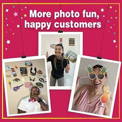 Hawaiian Photo Booth Props - 41-pc Luau Photo Props Kit with 8 x 10-Inch Sign, 60 Glue Dots, 45 Sticks - Vacation Props - Photo Booth Props Summer