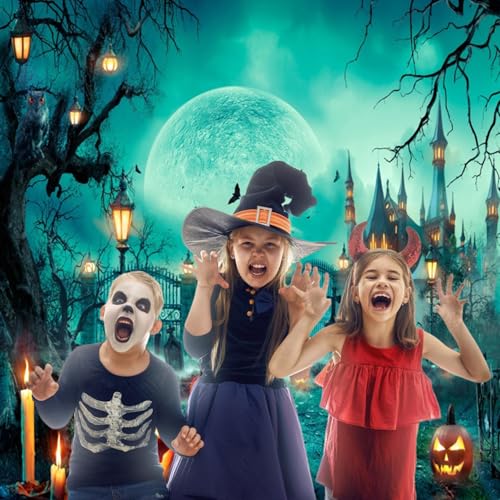 Happy Halloween Party Photo Background - 10x10ft Scary Cemetery Graveyard Skeleton Spooky Ghost Banner Decorations for Kids & Adults - size: 10x10ft