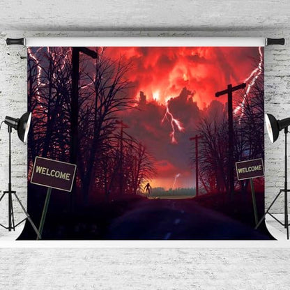 10x8ft Forest Backdrop Crimson Dead Trees Halloween Party Background Party Home Decoration Photo Studio Props YUNBDJ1311 - size: 10x8FT