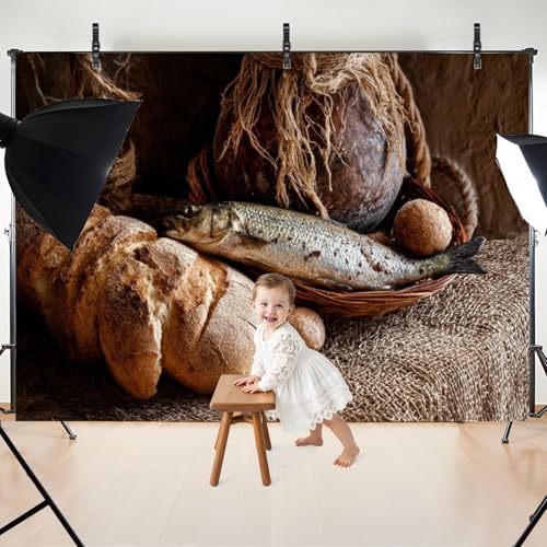 5x7ft Photography Backdrop Bread Fresh Fish loafs Pictures Photo Backdrop Photography Background for Photoshoot Portrait Video Party Photo Studio Prop Booth - color: Color9