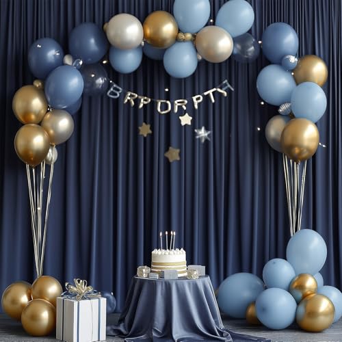 10ftx12ft Navy Blue Backdrop Curtains for Wedding-Wrinkle Free Backdrops Curtain Drapes Fabric Decorations Photo Back Drop Cloth for Baby Shower Photography Stage Reception 2Panels 12ft(H) x 5ft(W) - color: navy blue, size: W5' x H12'(2 panels)