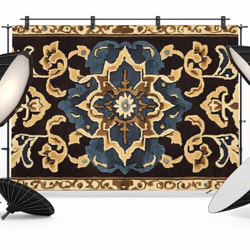 Abstract Boho Flower Pattern Brown Backdrop for Photography, Yellow Blue Rustic Tribal Photo Backdrop Portrait Background Party Banner Photo Backgrounds for Studio Booth Props, 10x8ft - color: BurlyWood, size: 10x8FT