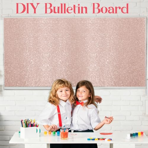 gisgfim Glitter Bulletin Board Roll Sparkle Bulletin Board Background Glitter Poster Paper Gift Wrapping DIY Art Crafts Non Fading Wallpaper for Home Office Classroom Decor 16" x20ft, Blush - color: Blush