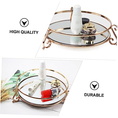 Holibanna 1pc Elegant Mirror Cosmetic Tray for Makeup Storage and Organization Stylish Home Decor and Photography Prop for Vanity and Dresser Finish