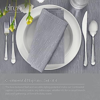 Elrene Home Fashions Continental Solid Texture Water and Stain Resistant Fabric Dining Napkins, Set of 4, 17"x17", Gray - color: Grey, size: 17" x 17" (Set of 4)