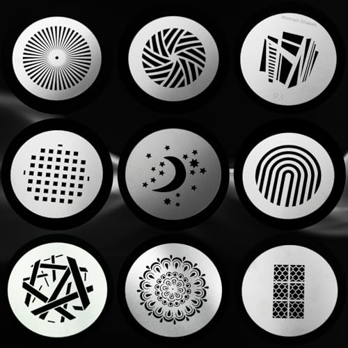 18Pcs Round Gobos Kit for Optical Snoot,66mm/2.6in Metal Plate Patterns for Spotlight Attachment Compatible with Godox BFP/OT1/OT1 Pro/II/Westcott Optical Spot/Aputure SE,for Portraits/Product/YouTube - style: 18packs Patterns