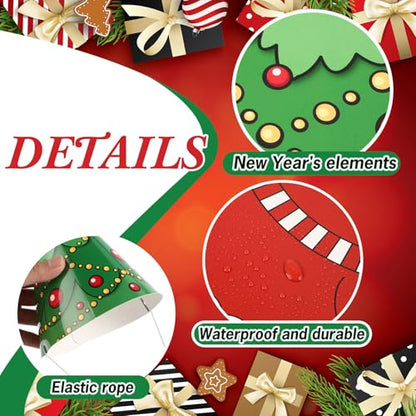 24 Pcs Christmas Party Hats Paper Xmas Tree Reindeer Santa Snowman Elf Cone Hat Christmas Photo Props Party Favors - style: Classic Style